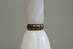 Art Deco Side Table in Carved Alabaster and Patinated Brass Italy 1940s - 4803273