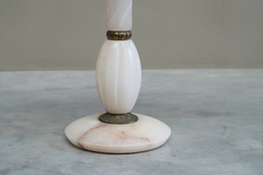Art Deco Side Table in Carved Alabaster and Patinated Brass Italy 1940s - 4803290