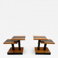 Art Deco Side Tables Walnut Veneer and Black Polish France circa 1930 - 1746509