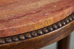 Art Deco Side or Gueridon Table in Solid Oak and Red Travertine 1930s - 4803394