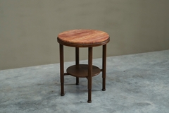 Art Deco Side or Gueridon Table in Solid Oak and Red Travertine 1930s - 4803491