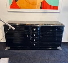 Art Deco Sideboard Black Lacquer Chrome Marble France circa 1935 - 3795940