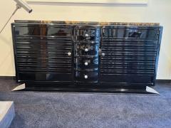 Art Deco Sideboard Black Lacquer Chrome Marble France circa 1935 - 3795942