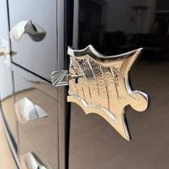 Art Deco Sideboard Black Lacquer Maple Chrome France circa 1930 - 4459017