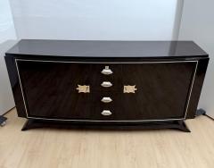 Art Deco Sideboard Black Lacquer Maple Chrome France circa 1930 - 4459019