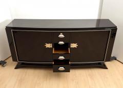 Art Deco Sideboard Black Lacquer Maple Chrome France circa 1930 - 4459020