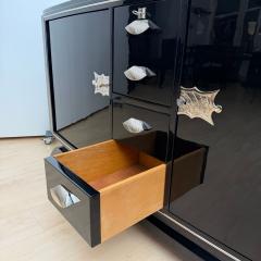 Art Deco Sideboard Black Lacquer Maple Chrome France circa 1930 - 4459021