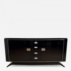 Art Deco Sideboard Black Lacquer Maple Chrome France circa 1930 - 4459090