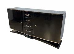 Art Deco Sideboard Black Lacquer Nickel Maple France circa 1930 - 3181254