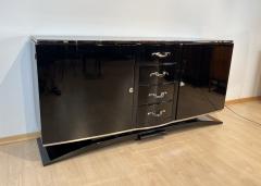 Art Deco Sideboard Black Lacquer Nickel Maple France circa 1930 - 3181255