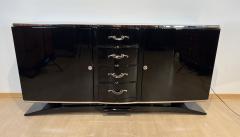 Art Deco Sideboard Black Lacquer Nickel Maple France circa 1930 - 3181266