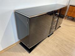 Art Deco Sideboard Black Lacquer Nickel Maple France circa 1930 - 3181274