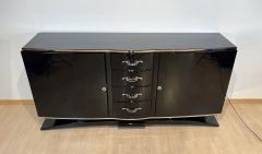 Art Deco Sideboard Black Lacquer Nickel Maple France circa 1930 - 3181296