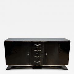 Art Deco Sideboard Black Lacquer Nickel Maple France circa 1930 - 3182914