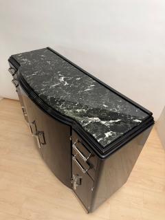 Art Deco Sideboard Black Lacquer Nickel Marble Mahogany France circa 1930 - 4705633