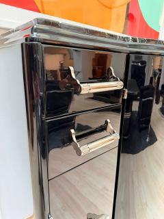 Art Deco Sideboard Black Lacquer Nickel Marble Mahogany France circa 1930 - 4705642