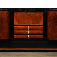 Art Deco Sideboard in Bookmatched Burled Amboyna Wood Mahogany Walnut Base - 3600117