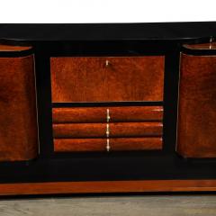 Art Deco Sideboard in Bookmatched Burled Amboyna Wood Mahogany Walnut Base - 3600162