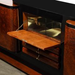 Art Deco Sideboard in Bookmatched Burled Amboyna Wood Mahogany Walnut Base - 3600199