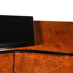 Art Deco Sideboard in Burled Bookmatched Amboyna Wood w Black Lacquer Detail - 3599971