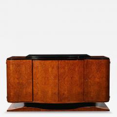 Art Deco Sideboard in Burled Bookmatched Amboyna Wood w Black Lacquer Detail - 3602976