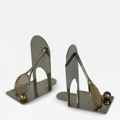 Art Deco Silver Plate Tennis Racket Bookends France Circa 1940 - 4751677