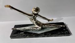 Art Deco Silvered Bronze Dancer with Ball on Marble - 3794497