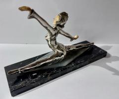 Art Deco Silvered Bronze Dancer with Ball on Marble - 3794507