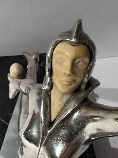 Art Deco Silvered Bronze Dancer with Ball on Marble - 3794530