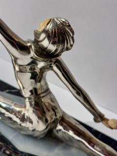 Art Deco Silvered Bronze Dancer with Ball on Marble - 3794531