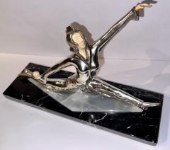 Art Deco Silvered Bronze Dancer with Ball on Marble - 3794565