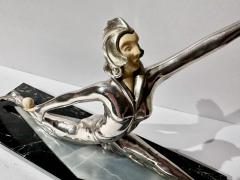 Art Deco Silvered Bronze Dancer with Ball on Marble - 3794576
