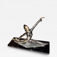 Art Deco Silvered Bronze Dancer with Ball on Marble - 3796186