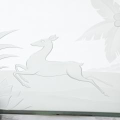 Art Deco Silvered Bronze Table Lamp with Reversed Etched Leaping Gazelle Motif - 4347525