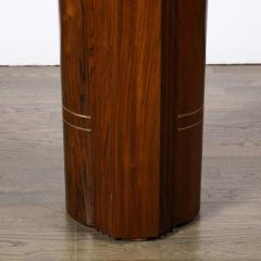 Art Deco Skyscraper Hand rubbed Book matched Walnut Pedestal w Brass Inlays - 3376011