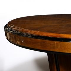 Art Deco Skyscraper Style Bookmatched Walnut Black Lacquer Dining Centre Table - 3802043
