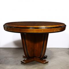 Art Deco Skyscraper Style Bookmatched Walnut Black Lacquer Dining Centre Table - 3802044