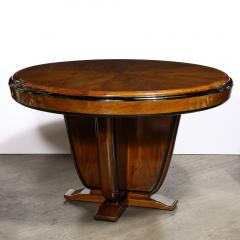 Art Deco Skyscraper Style Bookmatched Walnut Black Lacquer Dining Centre Table - 3802110