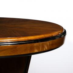 Art Deco Skyscraper Style Bookmatched Walnut Black Lacquer Dining Centre Table - 3802114