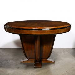 Art Deco Skyscraper Style Bookmatched Walnut Black Lacquer Dining Centre Table - 3802115