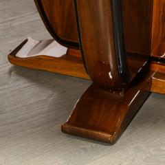 Art Deco Skyscraper Style Bookmatched Walnut Black Lacquer Dining Centre Table - 3802116