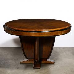 Art Deco Skyscraper Style Bookmatched Walnut Black Lacquer Dining Centre Table - 3802127