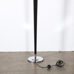 Art Deco Skyscraper Style Channeled Ebonized Walnut Chrome Torchiere - 2050282