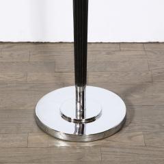 Art Deco Skyscraper Style Channeled Ebonized Walnut Chrome Torchiere - 2050344