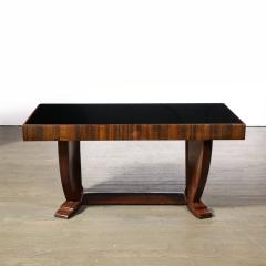 Art Deco Skyscraper Style Cocktail Table in Book Matched Walnut Vitrolite Top - 3409184