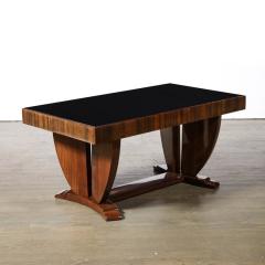 Art Deco Skyscraper Style Cocktail Table in Book Matched Walnut Vitrolite Top - 3409191