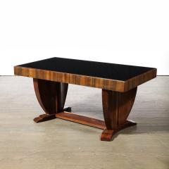 Art Deco Skyscraper Style Cocktail Table in Book Matched Walnut Vitrolite Top - 3409216