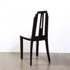 Art Deco Skyscraper Style Dining Chair in Black Lacquer and Smoked Pewter Velvet - 3108549