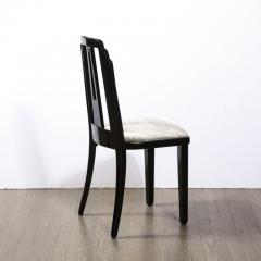 Art Deco Skyscraper Style Dining Chair in Black Lacquer and Smoked Pewter Velvet - 3108553