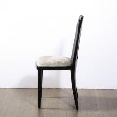 Art Deco Skyscraper Style Dining Chair in Black Lacquer and Smoked Pewter Velvet - 3108614